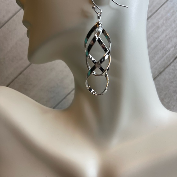 Spiral Dangle Silver Earrings - Picture 2 of 3